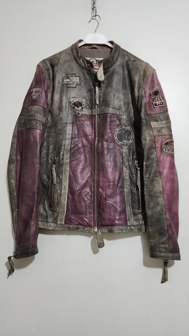 hakiki deri biker motorcu vintage ceket - Görsel 2