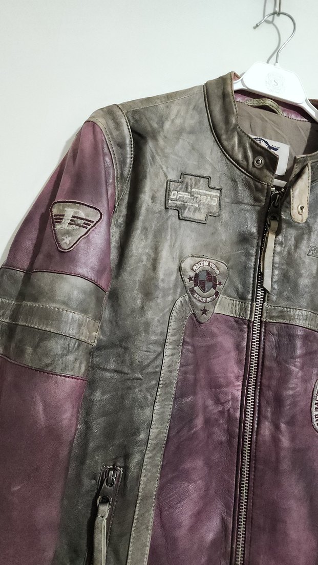 hakiki deri biker motorcu vintage ceket - Görsel 3