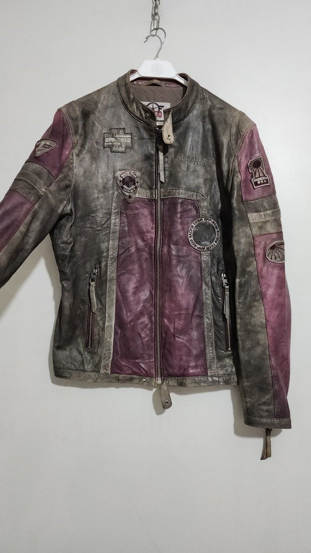 hakiki deri biker motorcu vintage ceket - Görsel 5