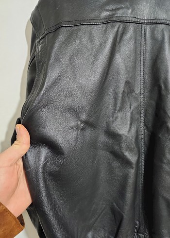 unisex vintage hakiki deri bomber ceket - Görsel 8