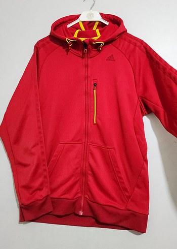 Kırmızı Kapüşonlu Fermuarlı Erkek ceket - Görsel 5