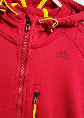 Kırmızı Kapüşonlu Fermuarlı Erkek ceket - Görsel 2