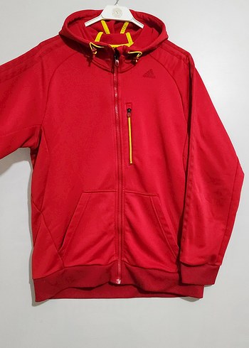 Kırmızı Kapüşonlu Fermuarlı Erkek ceket - Görsel 4