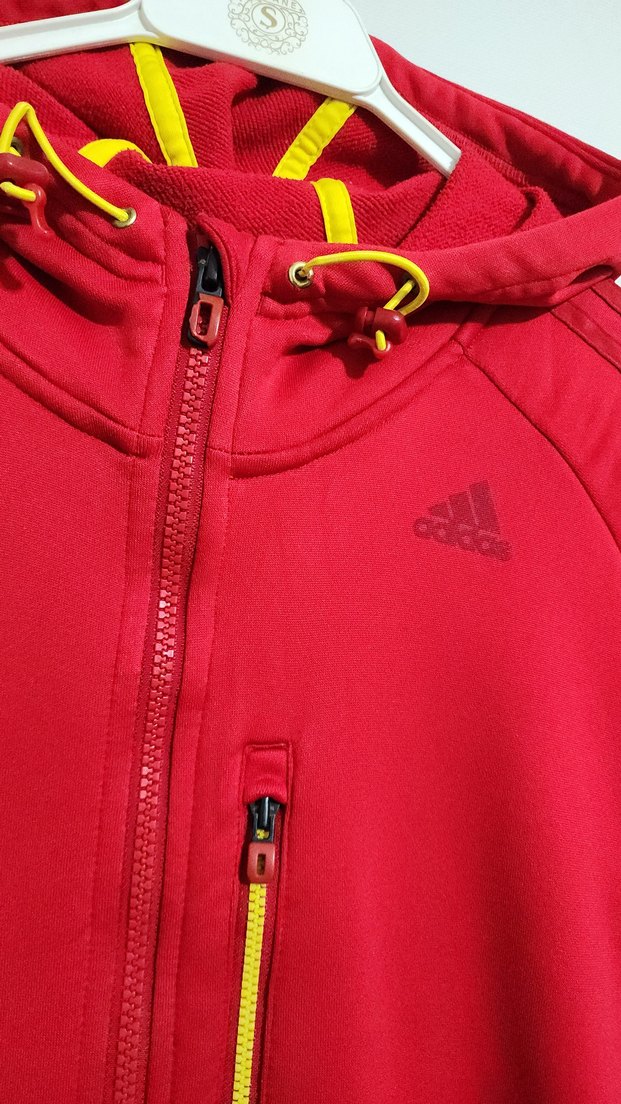 Kırmızı Kapüşonlu Fermuarlı Erkek ceket - Görsel 2