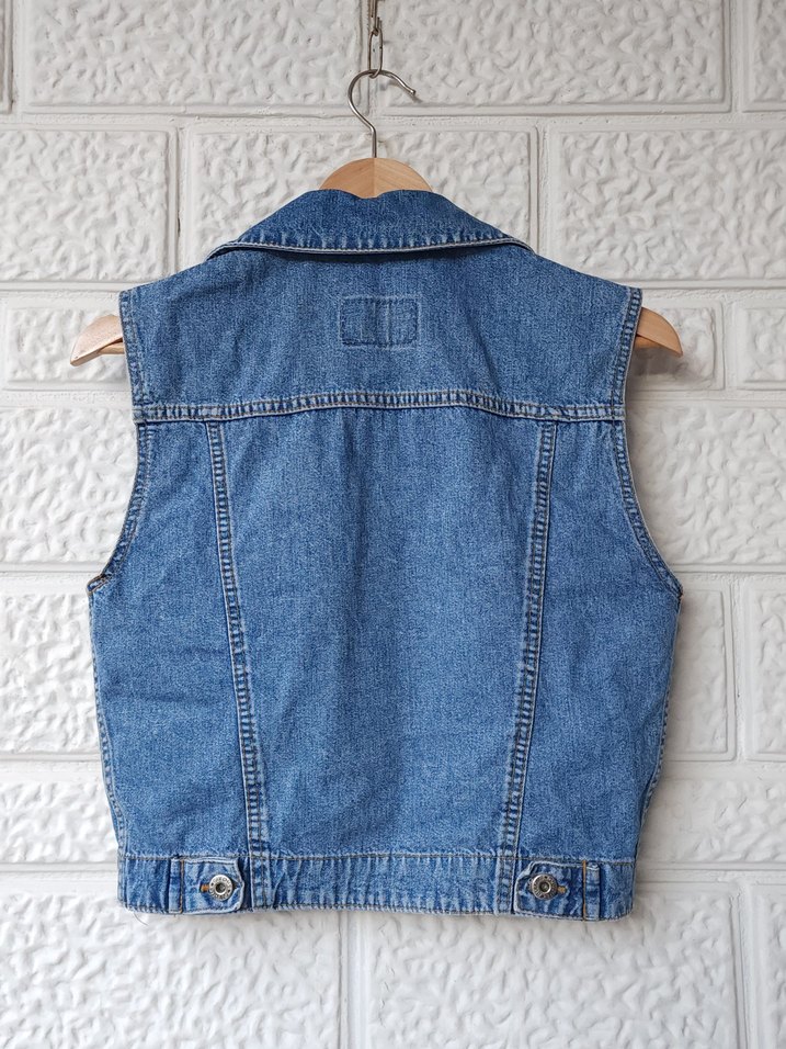 Vintage Güloms Mini Kot Yelek — görsel 3/6