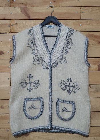 American Vintage Vintage İslemeli Triko Yelek Hirka