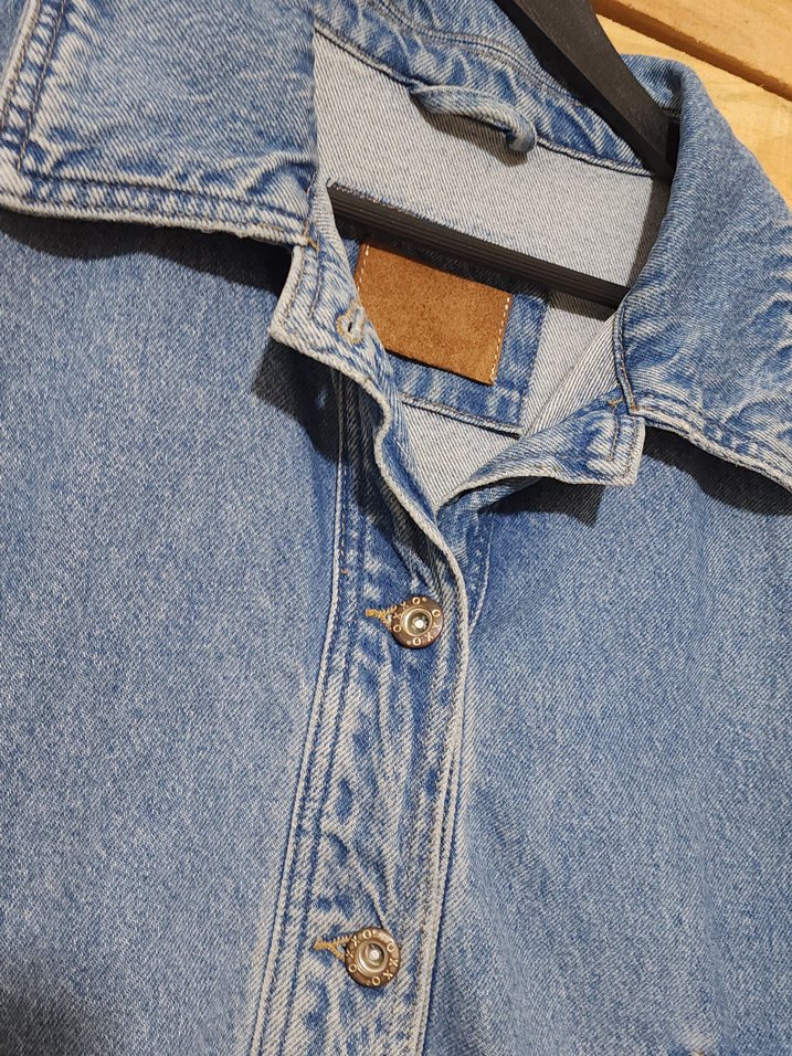 vintage uzun kollu kısa kot ceket — görsel 2/7