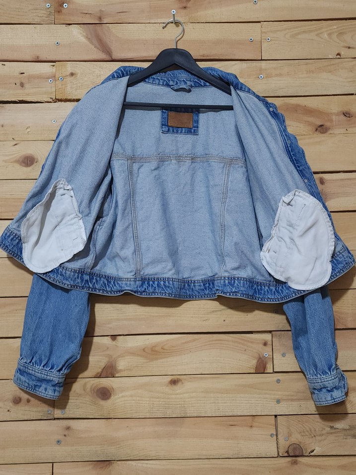 vintage uzun kollu kısa kot ceket — görsel 6/7