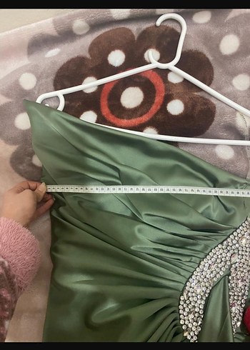 Drapeli Straplez Uzun yeşil Renkli Kadın Abiye - Görsel 6