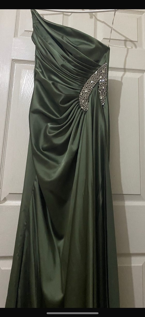 Drapeli Straplez Uzun yeşil Renkli Kadın Abiye - Görsel 3