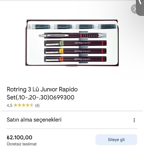  Beden Rotring rapido doldurulabilen (isograph) kalem
