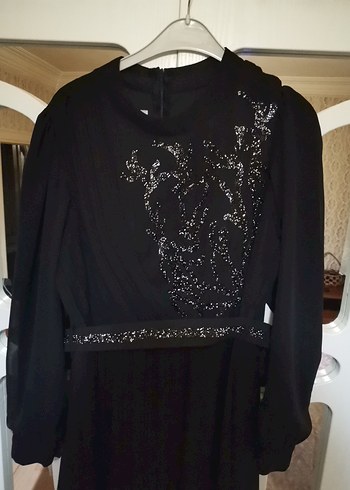 50 Beden Uzun Siyah Gotik Nakışlı Abiye