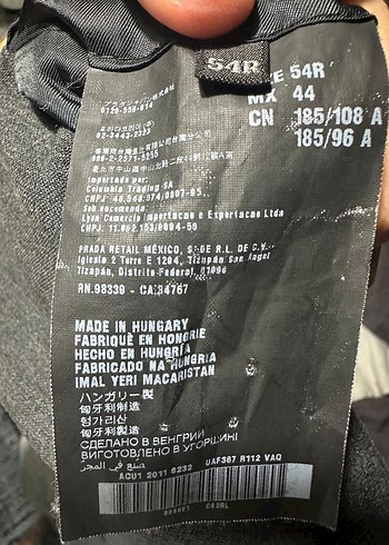 54 Beden Orijinal Prada Gri Düğmeli Erkek ceket