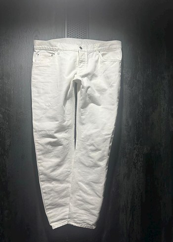 Orijinal Prada Beyaz Keten Erkek Pantolon Regular Fit