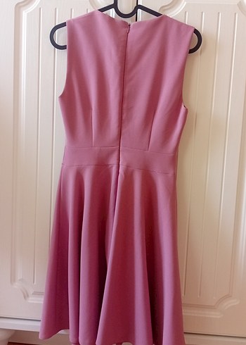 Pembe V Yaka Midi Elbise - Görsel 6