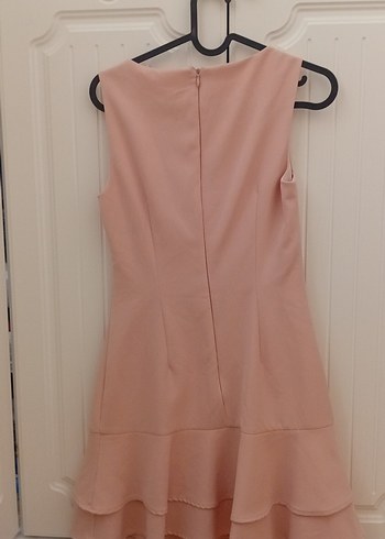 Pudra Pembe Düğmeli Midi Elbise - Görsel 5