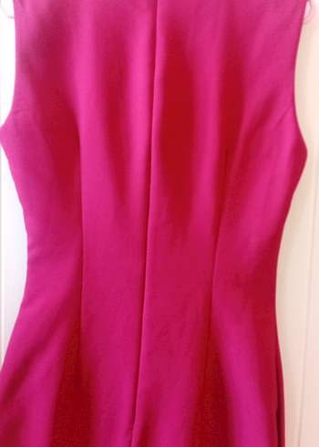 Pudra Pembe Drapeli Kolsuz Kalem Elbise - Görsel 4