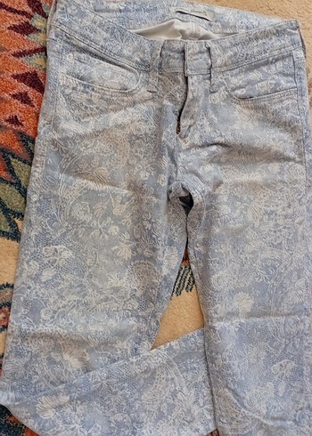 26 Beden Gri Batik Desenli Kot Pantolon