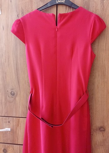 Kemer Detaylı Fuşya Midi Elbise - Görsel 5