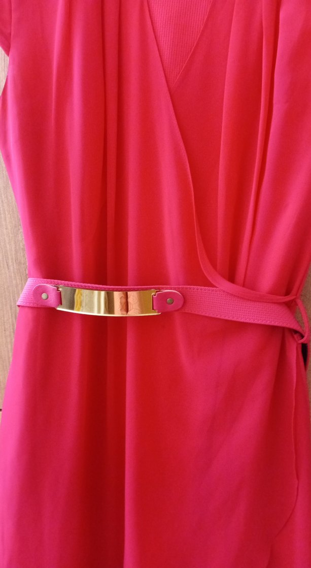Kemer Detaylı Fuşya Midi Elbise - Görsel 2