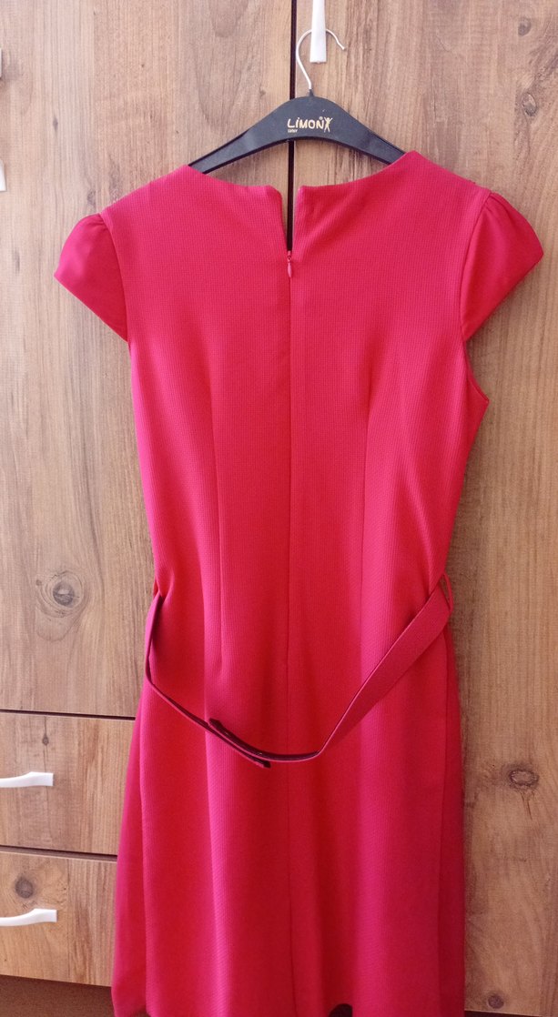 Kemer Detaylı Fuşya Midi Elbise - Görsel 5