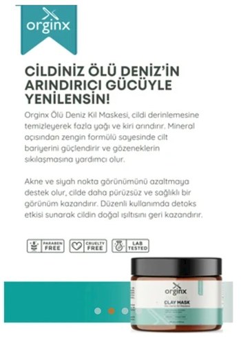 Orginx Arındırıcı Yüz Bakım Maskesi - Ölü Deniz Kil Maske. - Görsel 3
