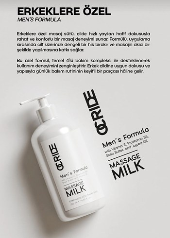 ocride Men's Erkek Masaj Sütü. Nemlendirici Bakım Masaj Yağı - Görsel 4
