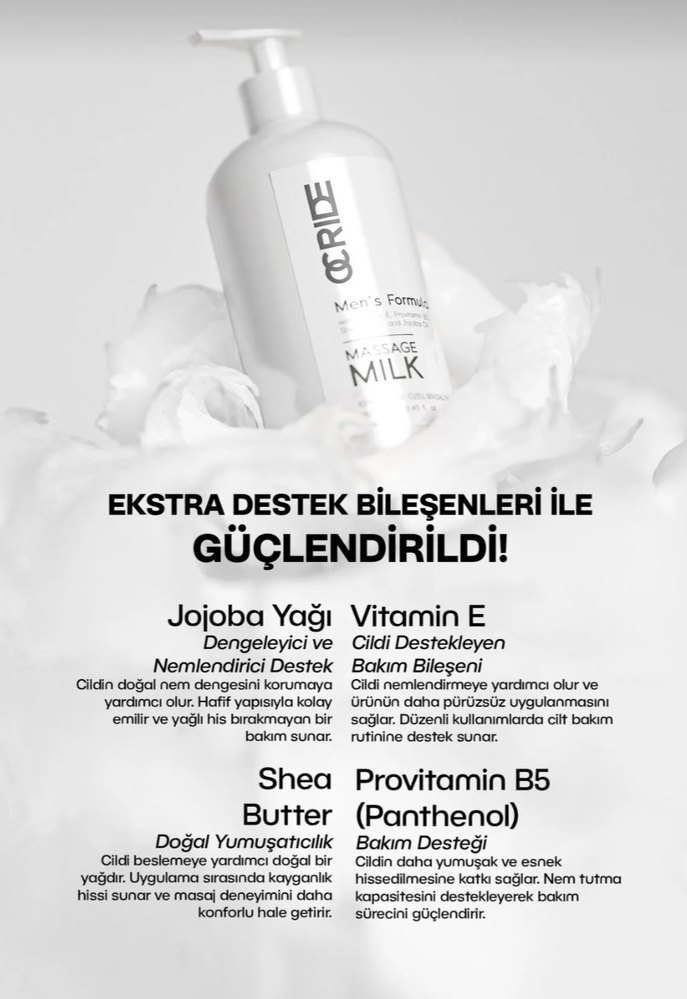 ocride Men's Erkek Masaj Sütü. Nemlendirici Bakım Masaj Yağı - Görsel 3
