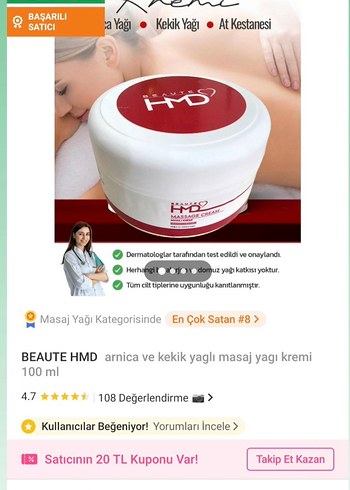 Arnica ve Kekik Yağlı Masaj Kremi 100ml - Görsel 2