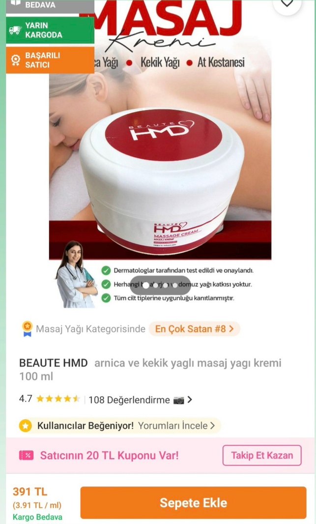 Arnica ve Kekik Yağlı Masaj Kremi 100ml - Görsel 2