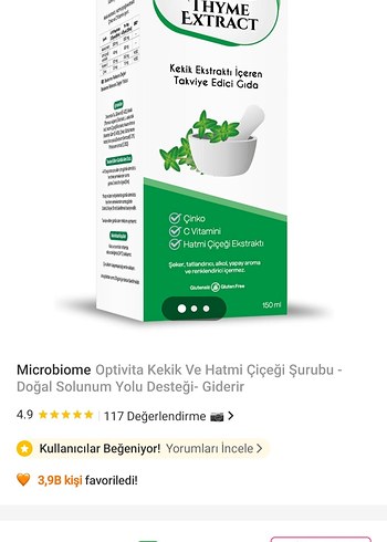 OptiVita Kekik Ekstraktı 150ml Takviye Edici Gıda - Görsel 4