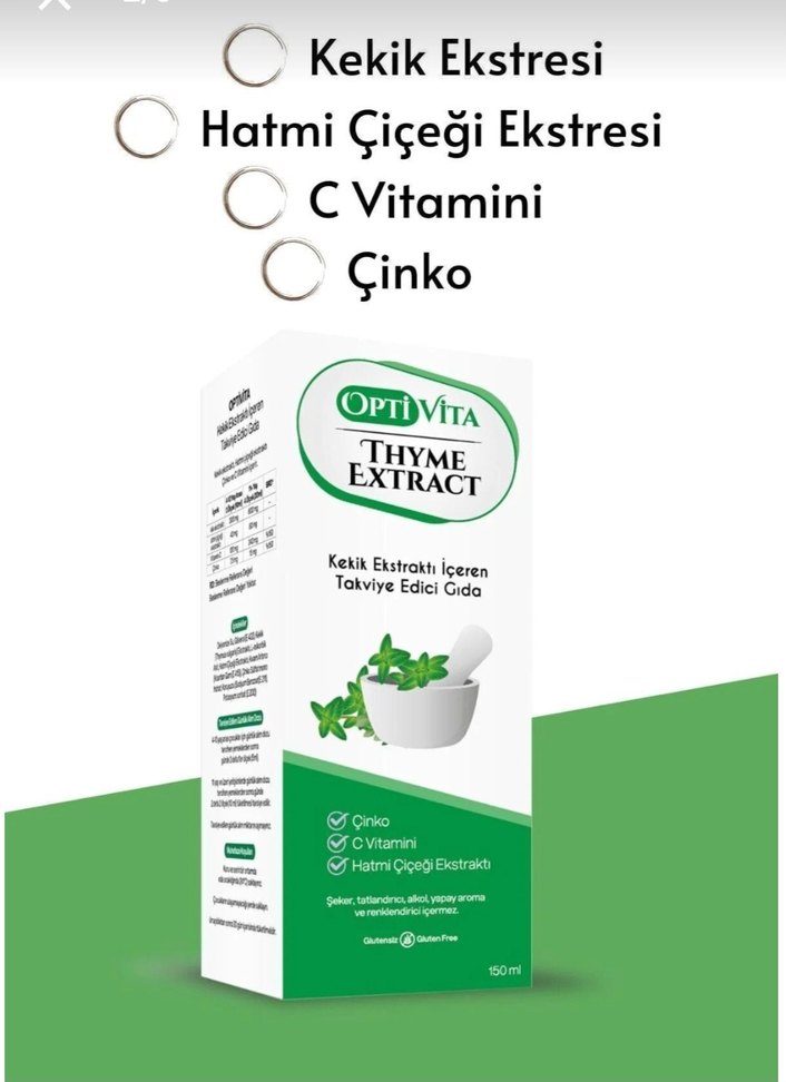 OptiVita Kekik Ekstraktı 150ml Takviye Edici Gıda - Görsel 2