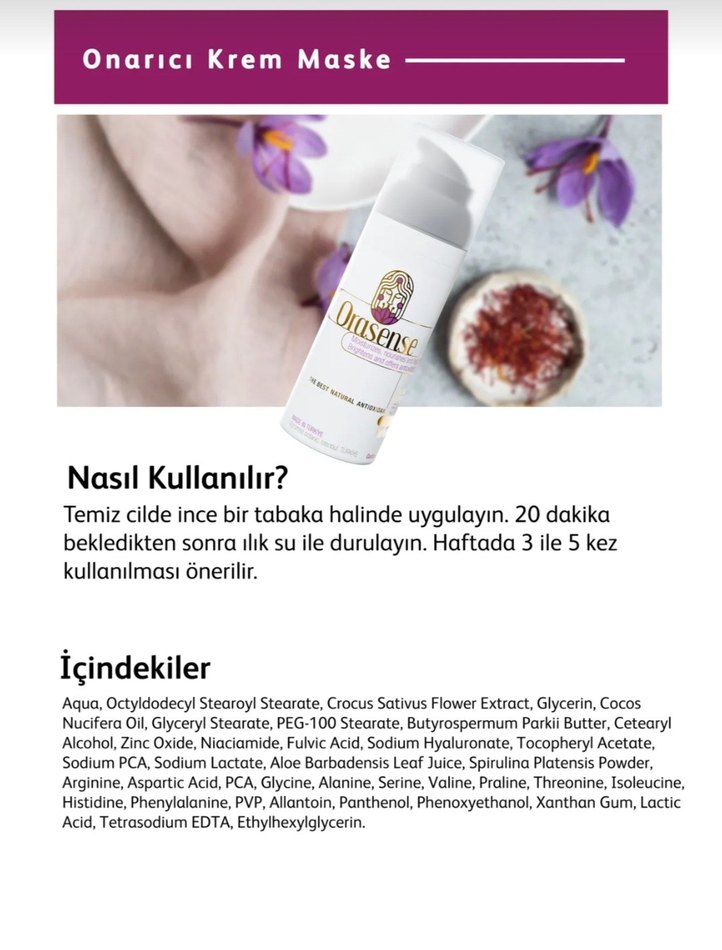 Orasense Onarici Krem Maske. Safran Özlü Yaşlanma Karşıt Yatıştı - Görsel 4
