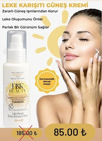 50 faktör güneş kremi içeren leke kremi h&k beauty