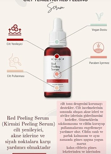 Diğer VOOP CİLT YENİLEYiCİ RED PEELING SERUM