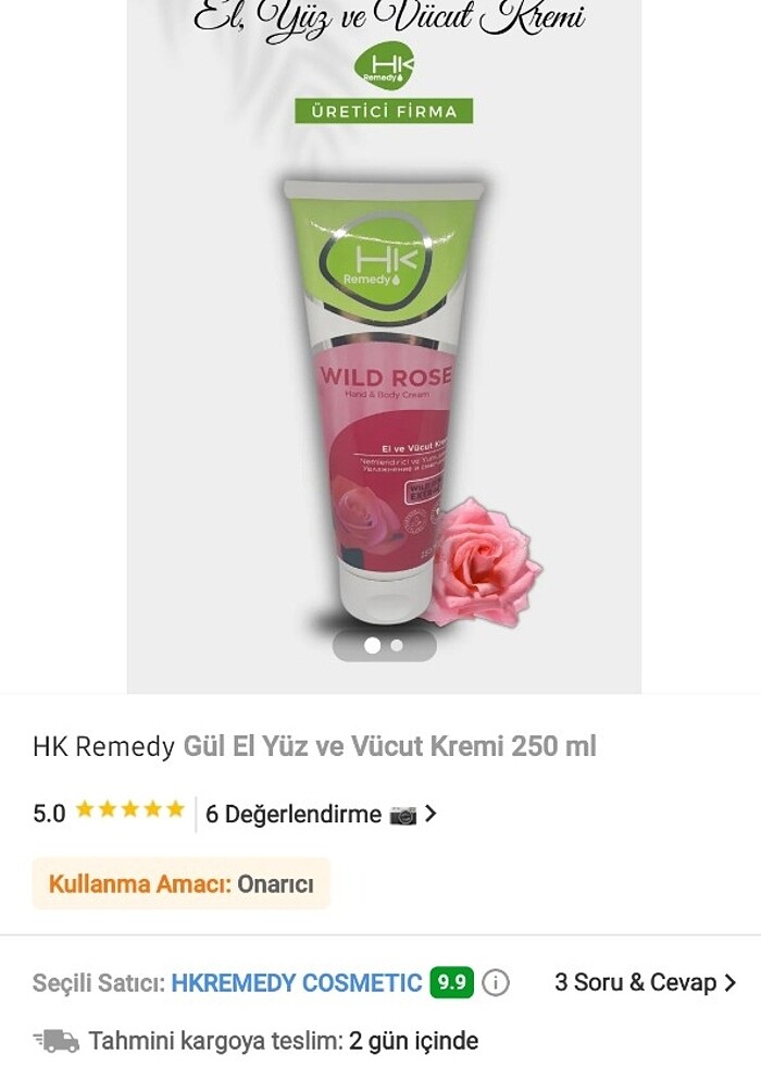 HK Remedy Gül El Yüz ve Vücut Kremi 250 ml - Görsel 3