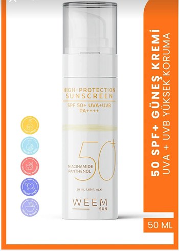 weem Spf 50 Yağsiz Ton Eşitleyici,Leke Karşitı Güneş Kremi 50 ml - Görsel 6