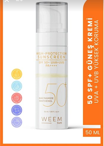 Diğer weem Spf 50 Yağsiz Ton Eşitleyici,Leke Karşitı Güneş Kremi 50 ml