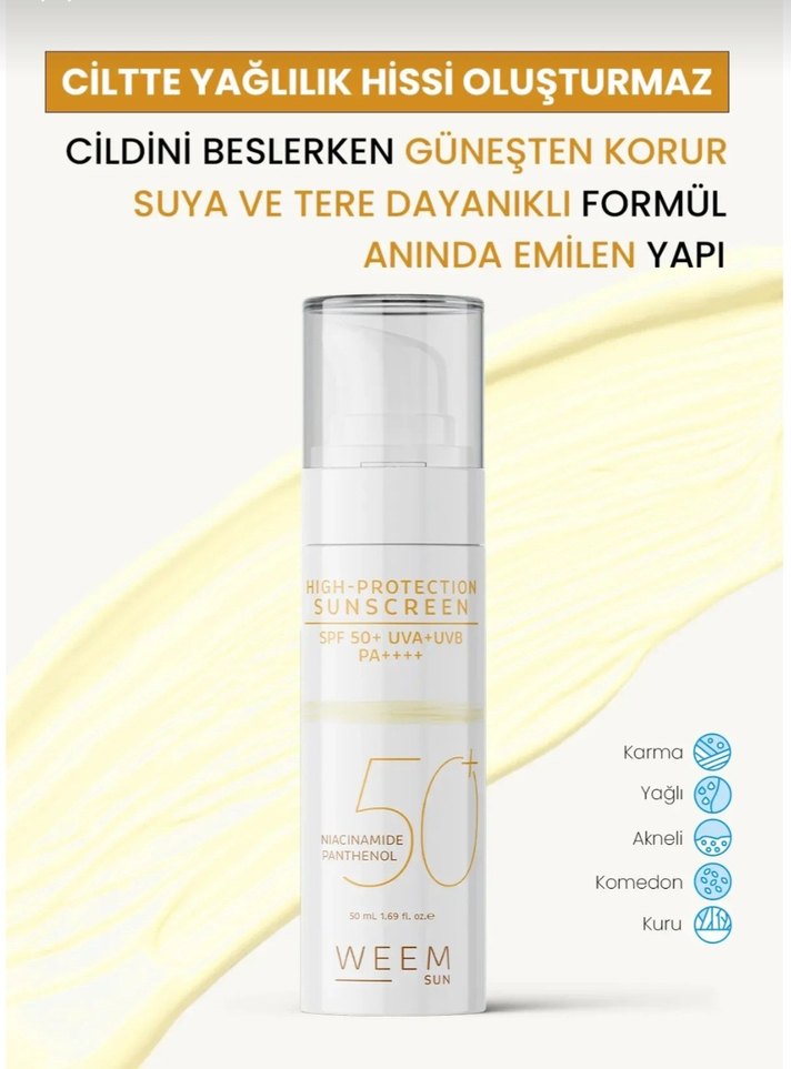weem Spf 50 Yağsiz Ton Eşitleyici,Leke Karşitı Güneş Kremi 50 ml - Görsel 5