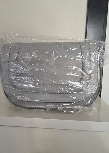 Beden gri Renk Gri Deri Kadın Çanta 21×15 cm
