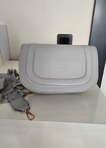 Beden Gri Deri Kadın Çanta 21×15 cm