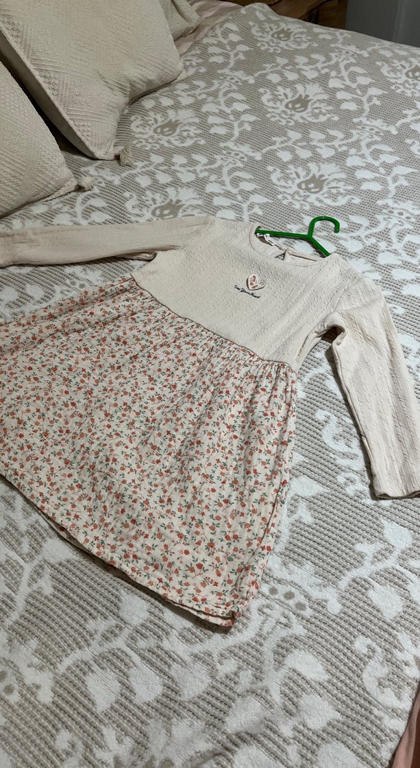 Kız Çocuk Bohem Uzun Kollu Triko Elbise - Görsel 4