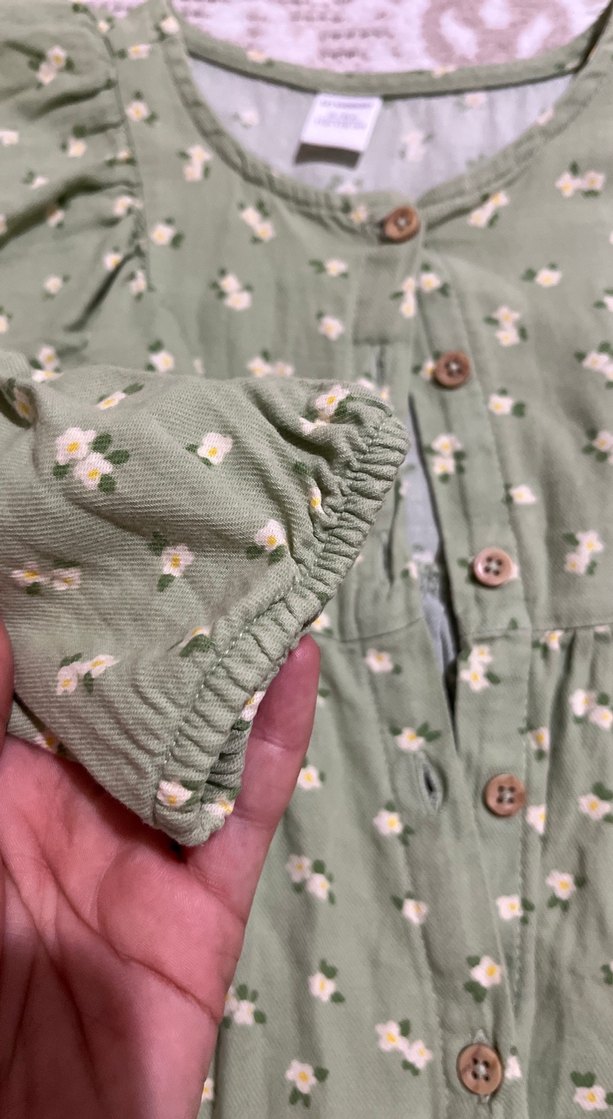 Kız Çocuk Yeşil Pamuklu Fırfırlı Elbise - Görsel 4