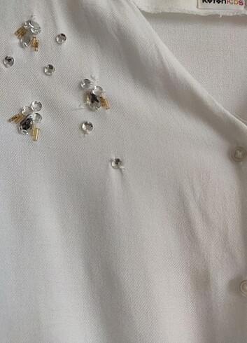 11-12 Yaş Beden beyaz Renk Kız Çocuk Gömlek