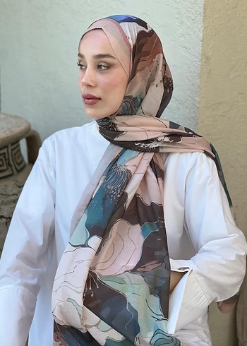 Bohem Tarzda Camel Pastel Desenli Kadın Şal