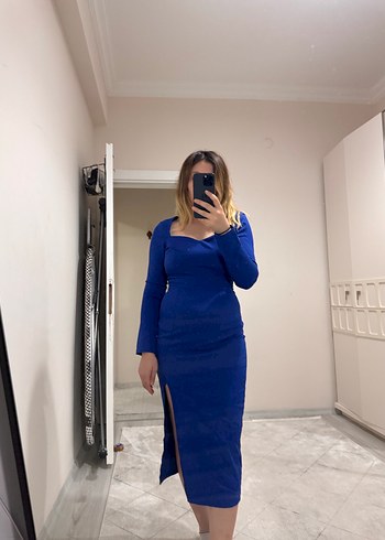 Mavi Denim Hamile Midi Elbise - Görsel 2