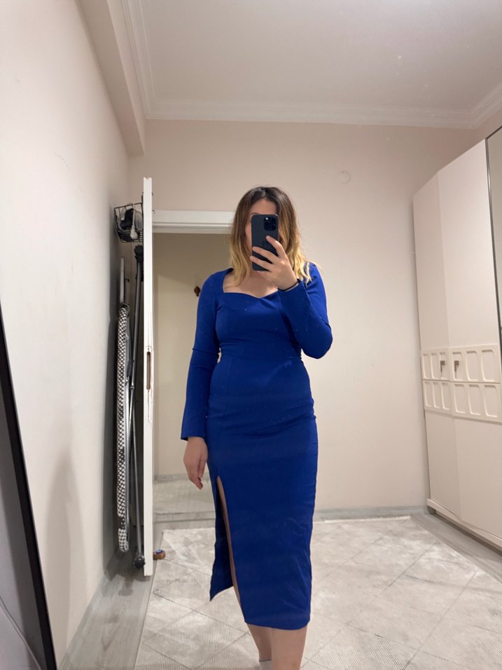 Mavi Denim Hamile Midi Elbise - Görsel 2