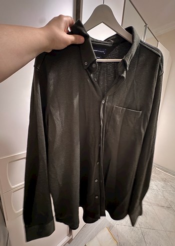 Gri Uzun Kollu Düğmeli Erkek Gömlek - Görsel 5