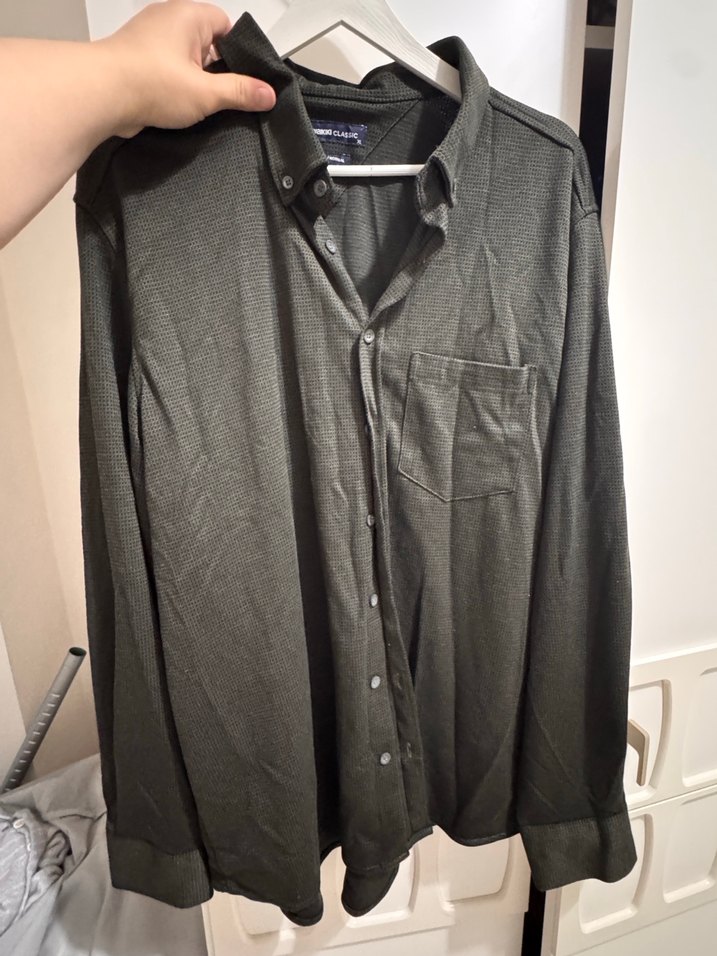 Gri Uzun Kollu Düğmeli Erkek Gömlek - Görsel 3