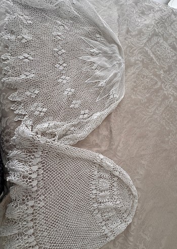 Beyaz El Örgüsü Bohem Dantel Şal 2 adet - Görsel 2